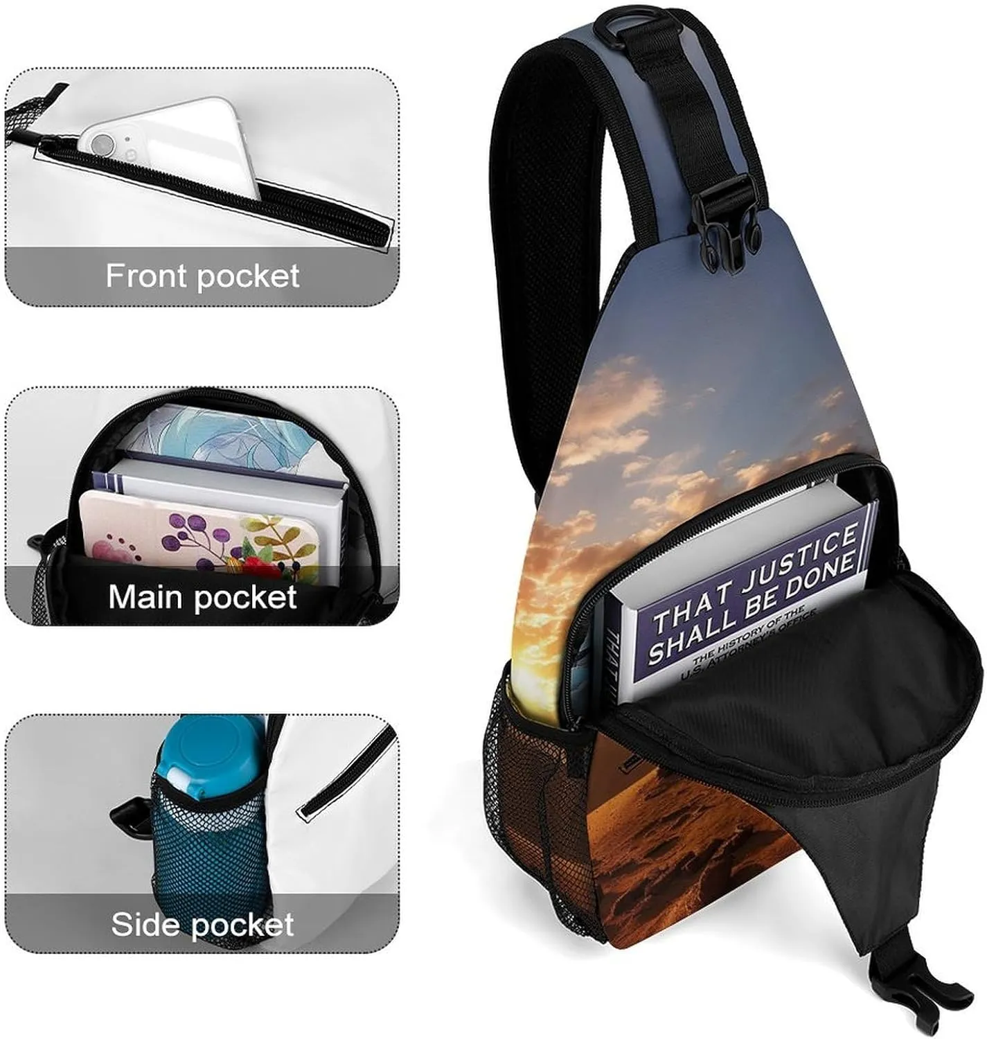 Lightweight Chest Bag Crossbody Bag Egyptian Pyramids Sling Backpack for Women Men Sports Travel