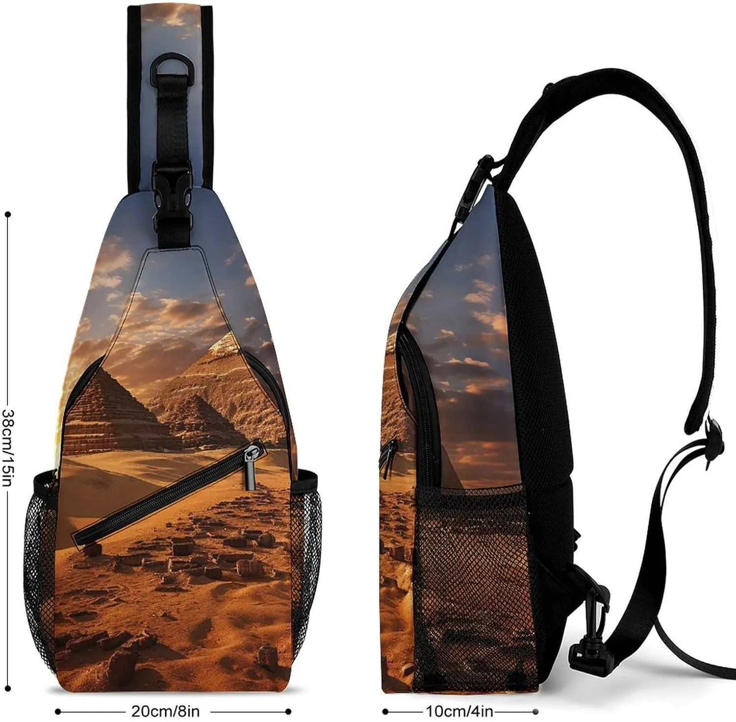 Lightweight Chest Bag Crossbody Bag Egyptian Pyramids Sling Backpack for Women Men Sports Travel