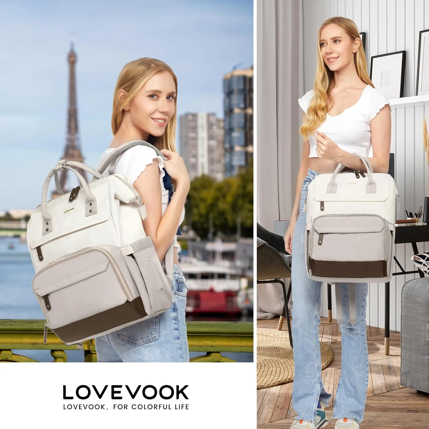 LOVEVOOK Laptop Backpack for Women, 15.6 Inch Work Business Backpacks Purse with USB Port, Large Capacity Nurse Bag College Bookbag for School, Waterproof Casual Daypack for Travel