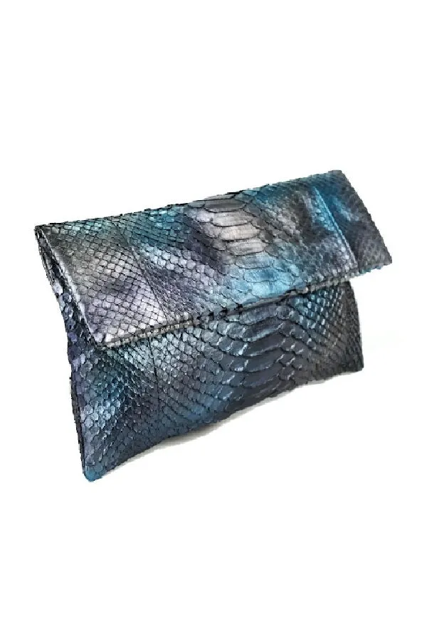Mandalay Blue Aura Foldover Clutch
