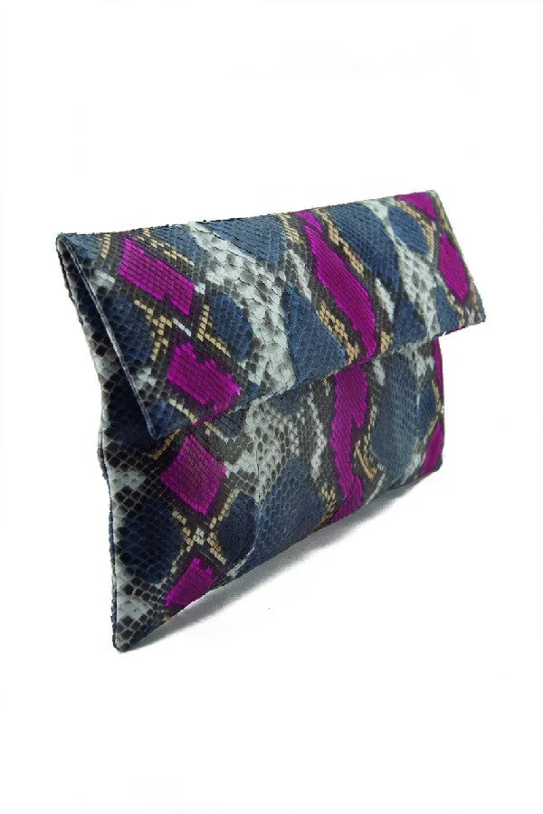Mandalay Denim Pink Motif Foldover Clutch
