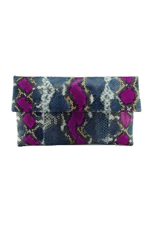 Mandalay Denim Pink Motif Foldover Clutch