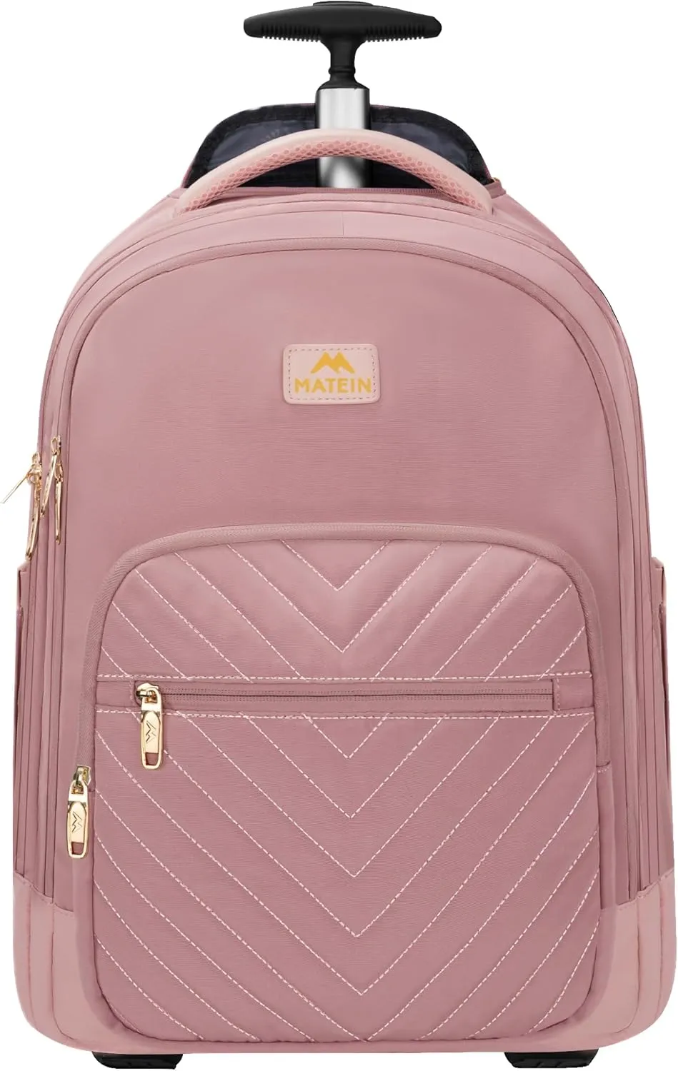 MATEIN Rolling Backpack for Women, 17 Inch Travel Laptop Backpacks with Wheels, Large Carry On Business Luggage Roller Backpack, Waterproof Trolley Suitcase Overnight College Work Computer Bag, Pink