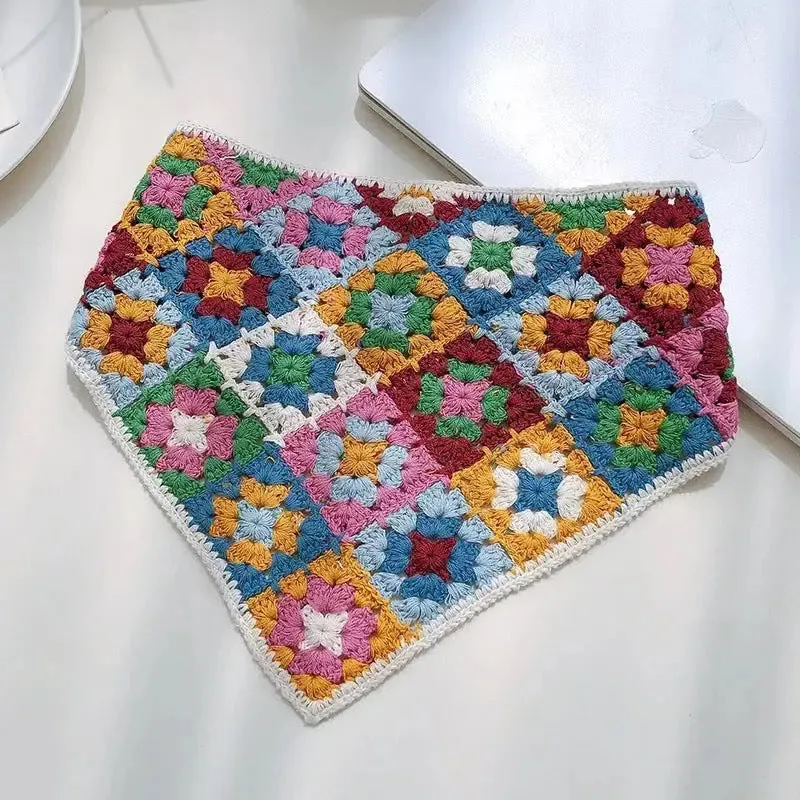 Multi Color Flower Crochet Bandana