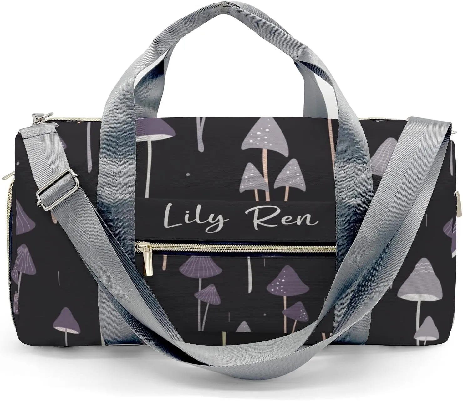 Personalized Duffel Bag Woodland Mushrooms Customized Multi-Function Travel Bag Gym Sports Bag Dance Bag Women Men Carry On Weekend Bags