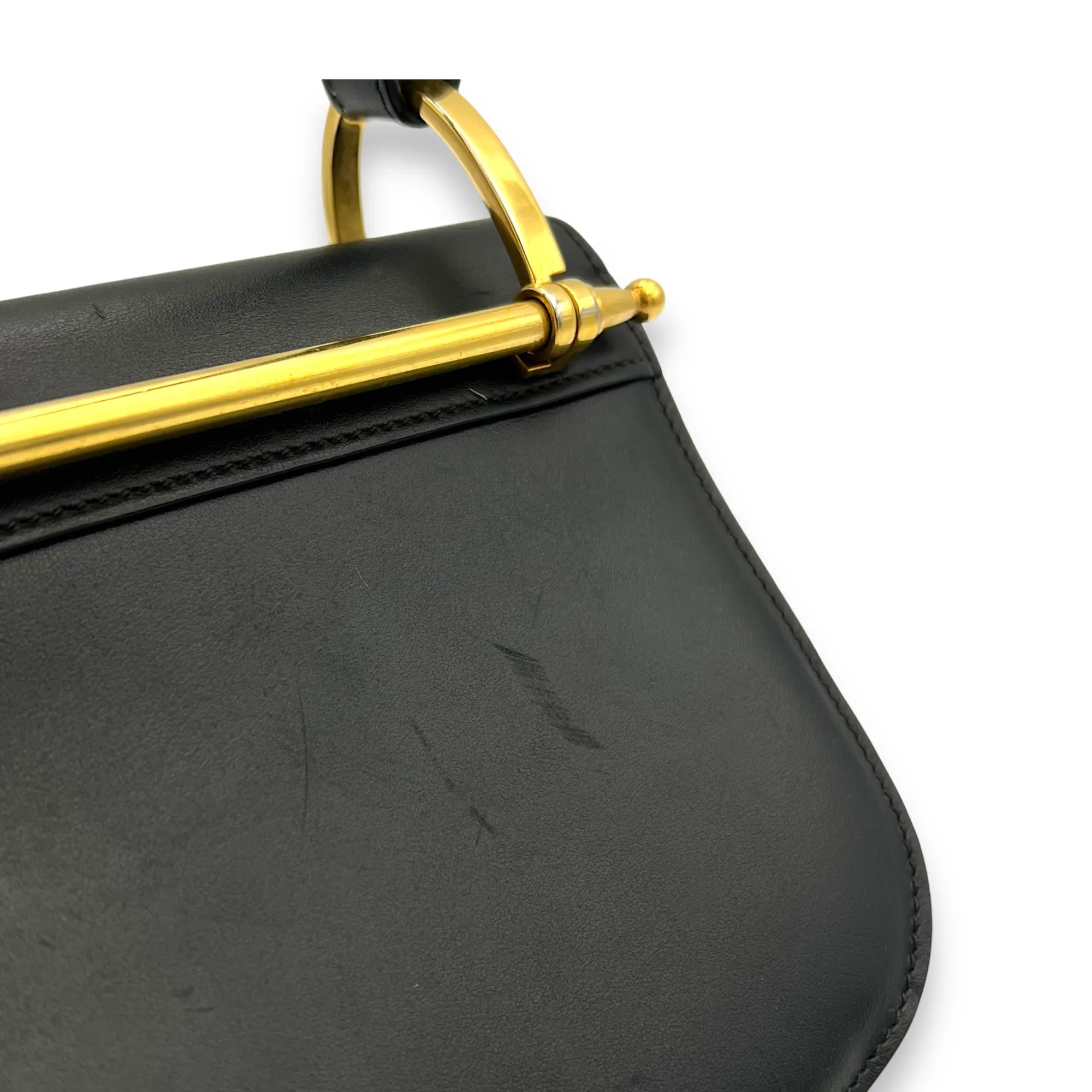Pionniere Saddle Crossbody Bag Black in Calfskin, Gold hardware