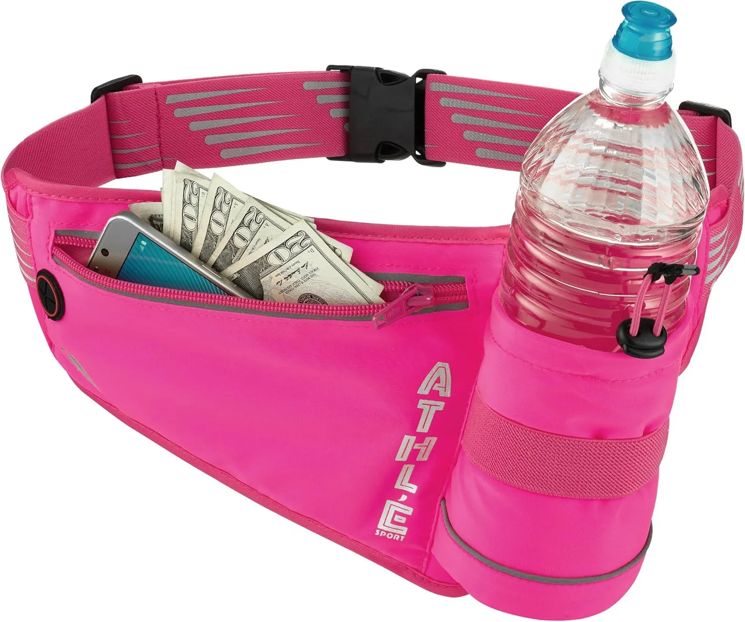 Running Fanny Pack with Water Bottle Holder - Adjustable Running Belt With Water Bottle Holder and Pouch - One Size Fits All Travel Fanny Pack