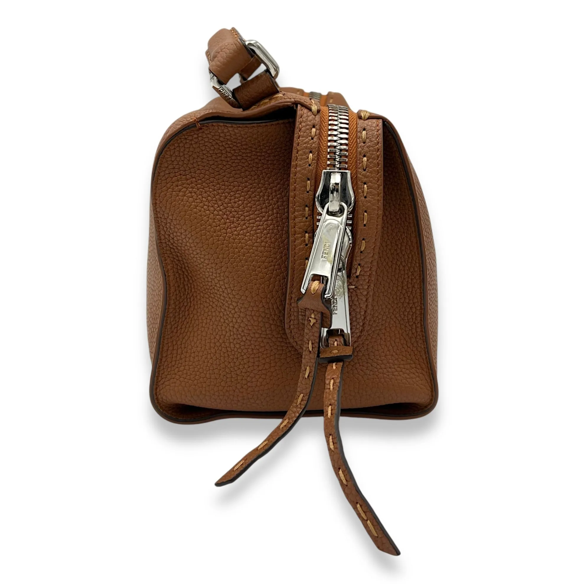 Selleria Crossbody Bag Brown in Calfskin, Silver hardware