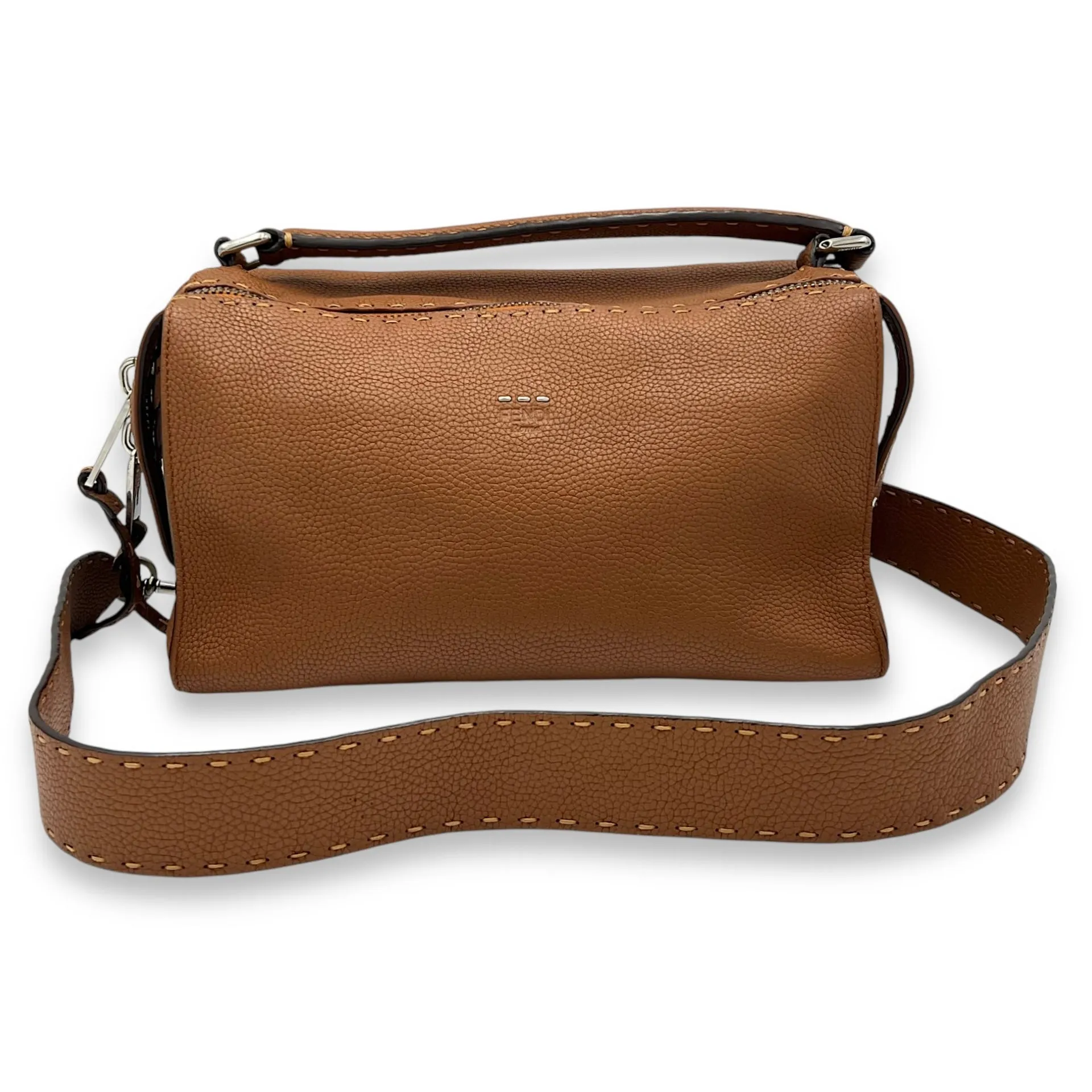 Selleria Crossbody Bag Brown in Calfskin, Silver hardware