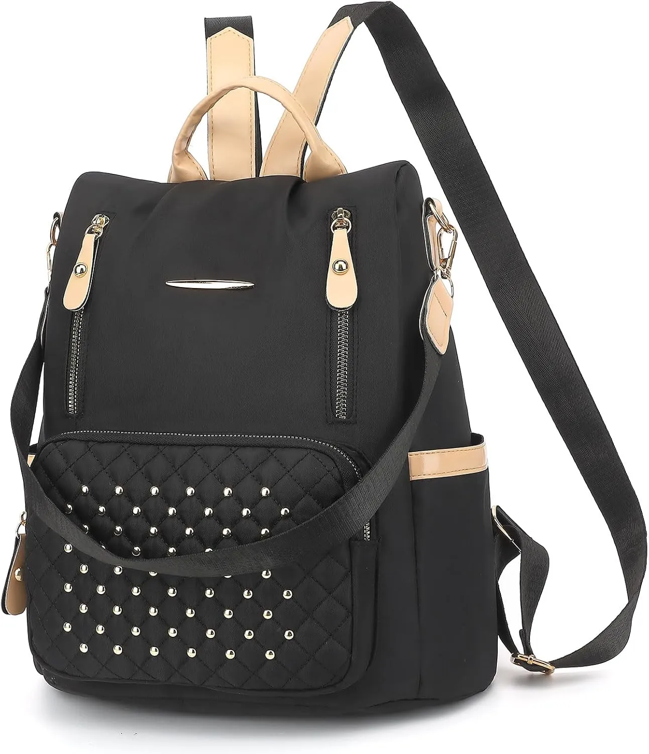 Small Backpack Purse for Women, Ladies Anti Theft Backpack Purse with Rivets Pattern, Convertible Shoulder Bag, Slightly Waterproof & Lightweight, Maximum Capacity up to 11'' Tablet