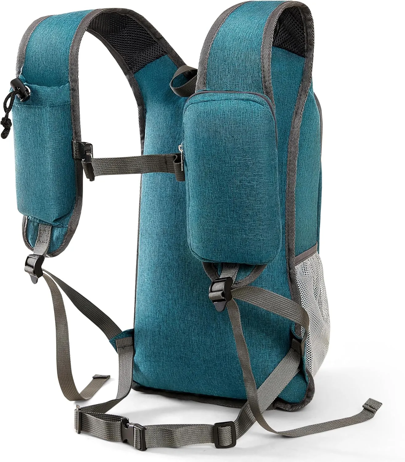 Small Hiking Backpack with Detachable Front Phone Holder, Foldable Packable Back pack with Chest and Waist Strap, Lightweight Daypack for Women Men (Blue, 15L)