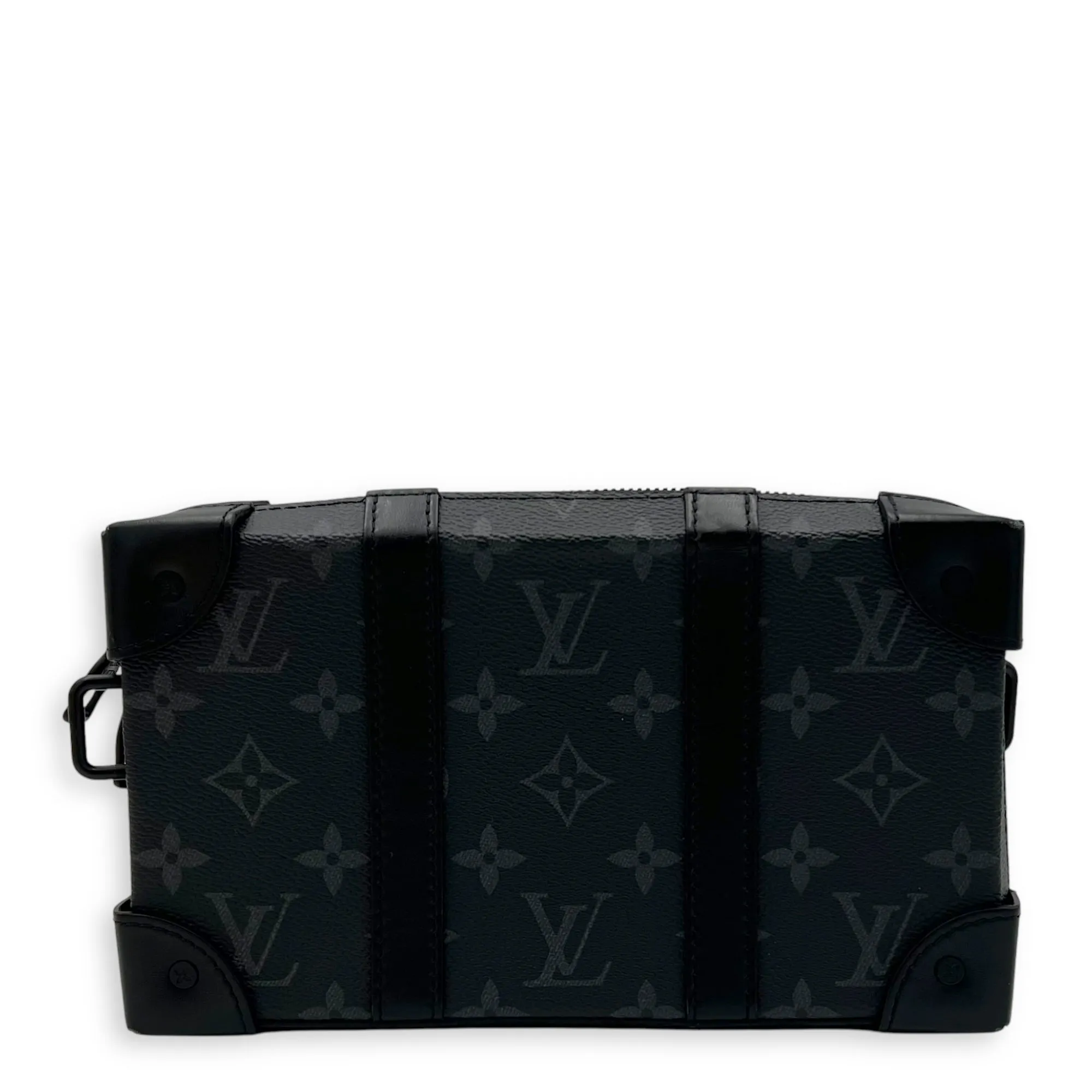 Soft Trunk Crossbody Bag Black in Monogram Coated Canvas, Lacquered Metal hardware