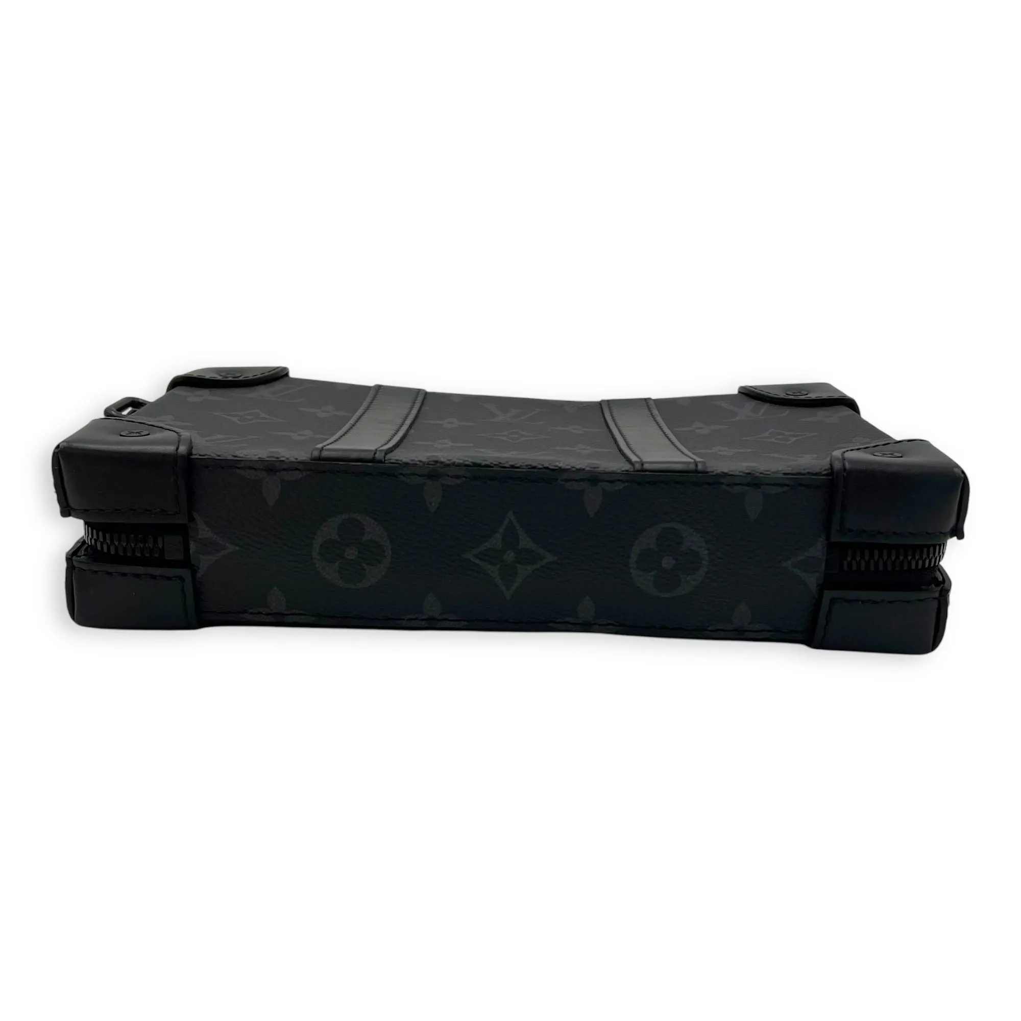 Soft Trunk Crossbody Bag Black in Monogram Coated Canvas, Lacquered Metal hardware