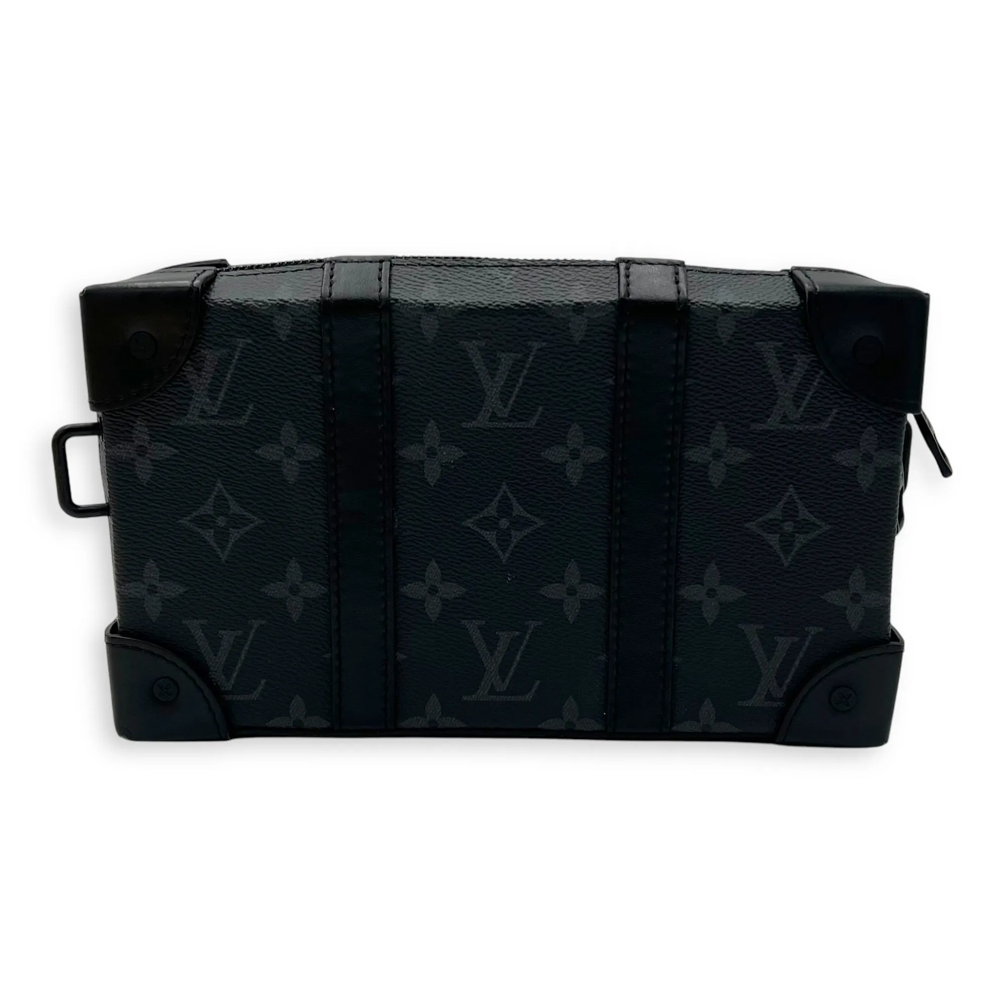 Soft Trunk Crossbody Bag Black in Monogram Coated Canvas, Lacquered Metal hardware