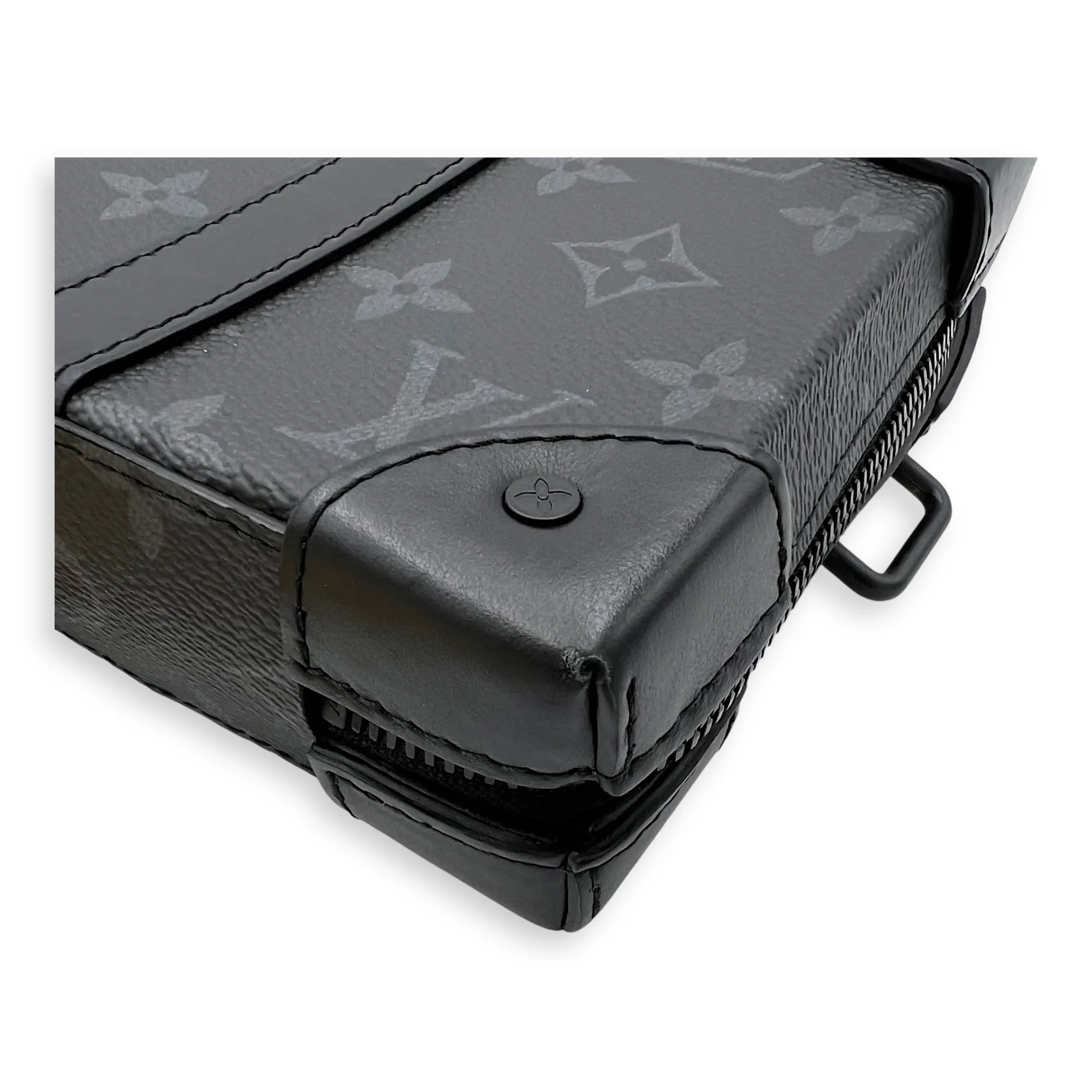 Soft Trunk Crossbody Bag Black in Monogram Coated Canvas, Lacquered Metal hardware