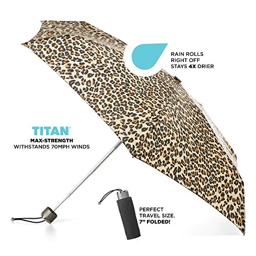 totes Titan Manual Open Windproof & Water-Resistant Compact Foldable Travel Umbrella
