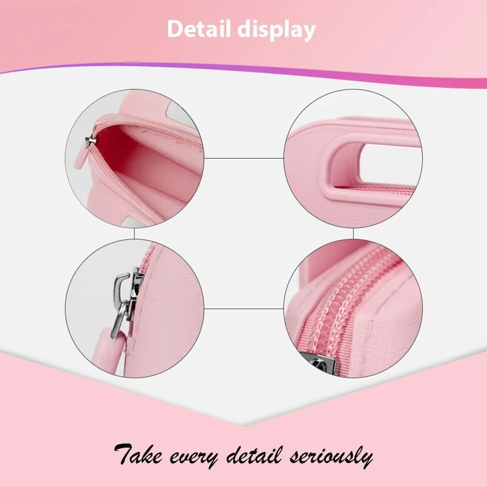Travel Makeup Bag, Silicone Cosmetic Bags for Women, Cosmetic Organizer Case with Zipper, Waterproof Travel Toiletry Bag Skincare Pouch with Handle (Pink)