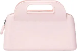 Travel Makeup Bag, Silicone Cosmetic Bags for Women, Cosmetic Organizer Case with Zipper, Waterproof Travel Toiletry Bag Skincare Pouch with Handle (Pink)