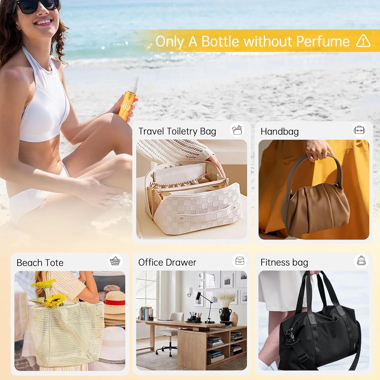 Travel Size Toiletries Bottles Compatible with Sol de Janeiro 62 Perfume, 1 OZ TSA Approved Leak-Proof Refillable Containers, Refillable for 3 OZ & 8.1 OZ, Travel Essentials, Only A Bottle No Perfume