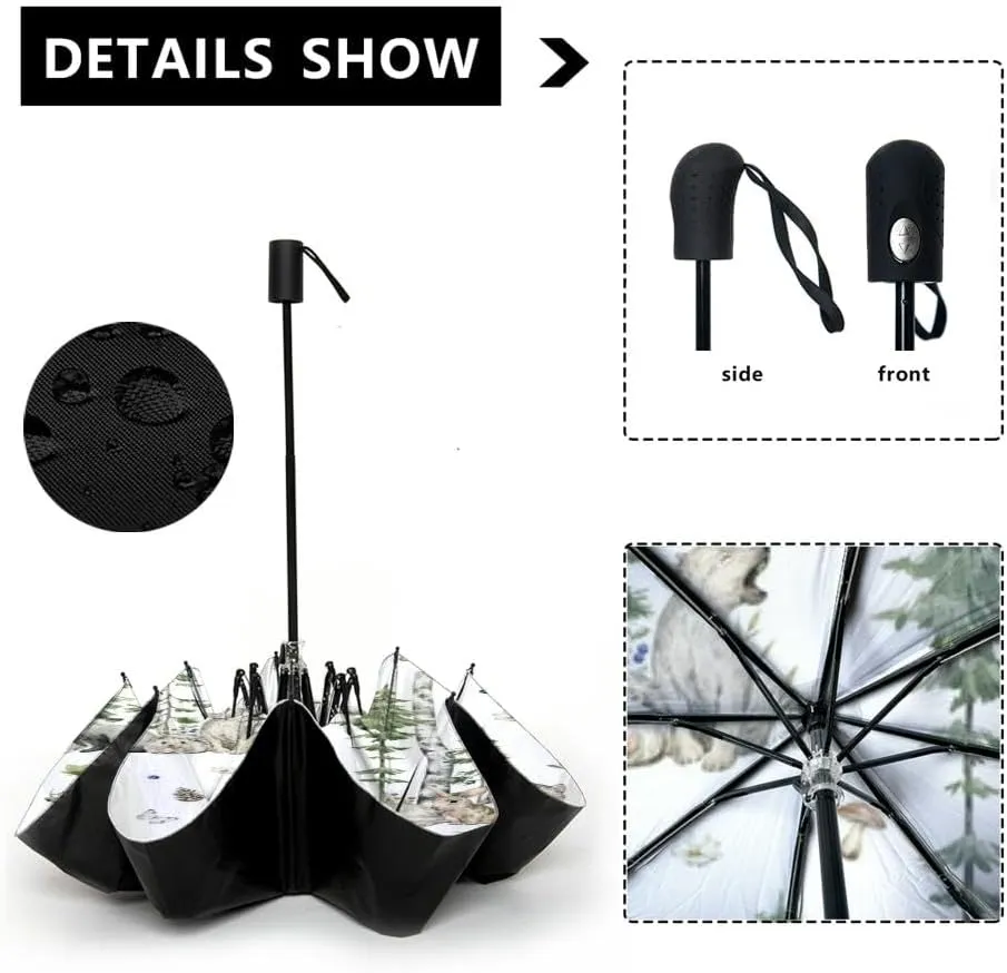 Travel Umbrella for Rain Windproof abstract mountains playful hand drawn fabric Automatic Cute Portable Compact Umbrella for Women Purse Backpack Car Black Sun UV Protection
