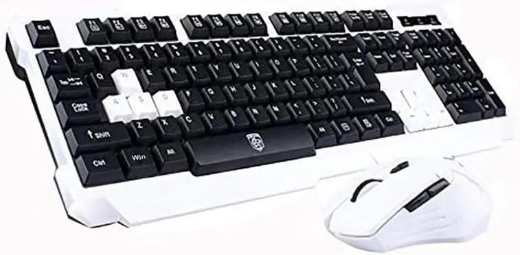 UniFire V60 Waterproof 2.4G Wireless Gaming Keyboard with Mouse DPI Control For DESKTOP PC Laptop Wireless Keyboard Mouse Combos (white)