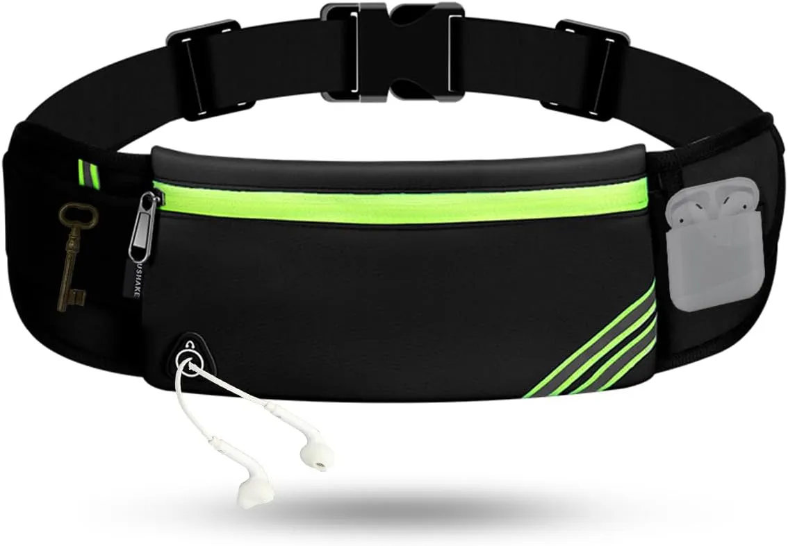 USHAKE Running Belt with Bounce-Free Pouch for iPhone and Samsung Galaxy - Ideal for Running, Walking, Cycling, and Gym Workouts