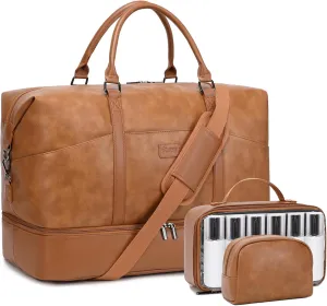 Weekender Bag, Large Travel Duffel Bag for Women, Carry on Overnight Bag with Shoe Compartment and Toiletry Bags