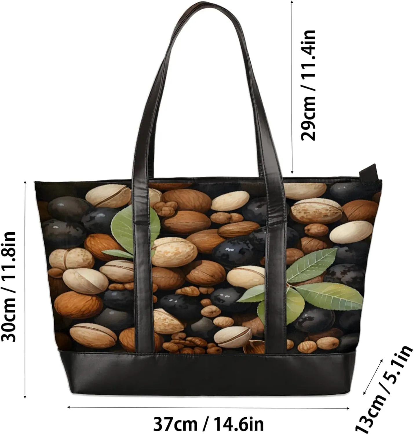 Women Tote Bag with Zipper, Shopper Handbag Travel Purse, PU Leather Laptop Tote Bags, Weekender Tote Bags
