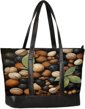 Women Tote Bag with Zipper, Shopper Handbag Travel Purse, PU Leather Laptop Tote Bags, Weekender Tote Bags