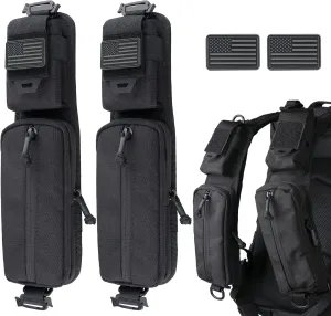 WYNEX Molle Accessories Pouch of Double Zipper Pocket Version, Backpack Strap Pouch Shoulder Strap Molle Attachment Tactical Accessories Bag Shoulder Starps Zipper Pocket Additional Phone Holder