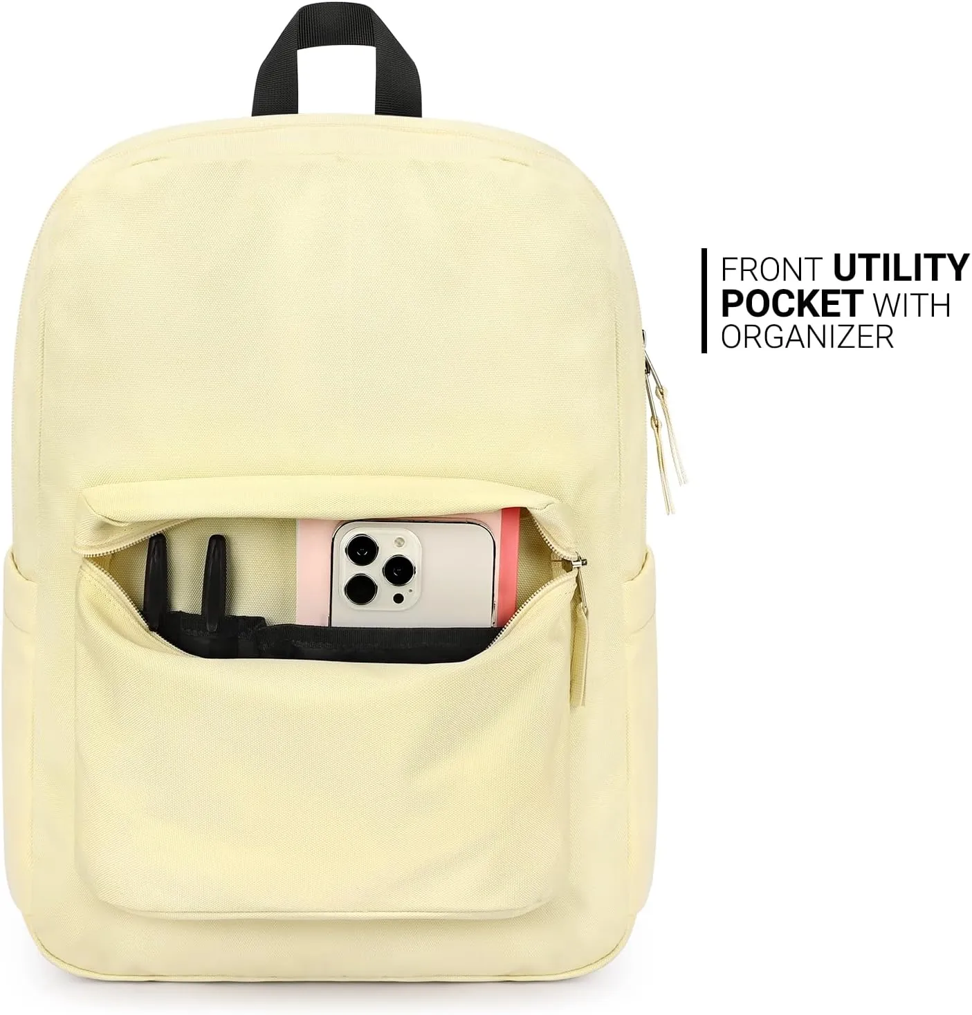 ZORFIN Basic Backpack for School Work Travel: Water Resistant Backpacks for Men and Women - Lightweight Bookbag for Girls and Boys - Beige