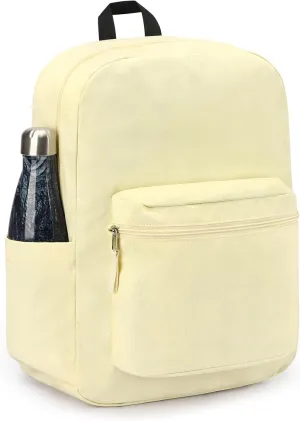 ZORFIN Simple Backpack for School Work Travel: Lightweight Bookbag for Girls and Boys - Water Resistant Backpacks for Men and Women - Beige